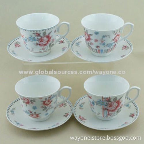 5pcs Coffee Pot with Blue Rose, 1,000ml Capacity New Design, Suitable for Promotion and Home